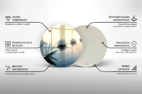 Chopping board glass Lilie flowers on the water