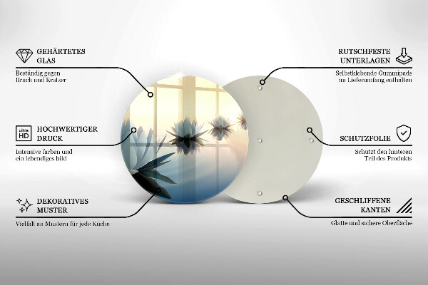 Chopping board glass Lilie flowers on the water