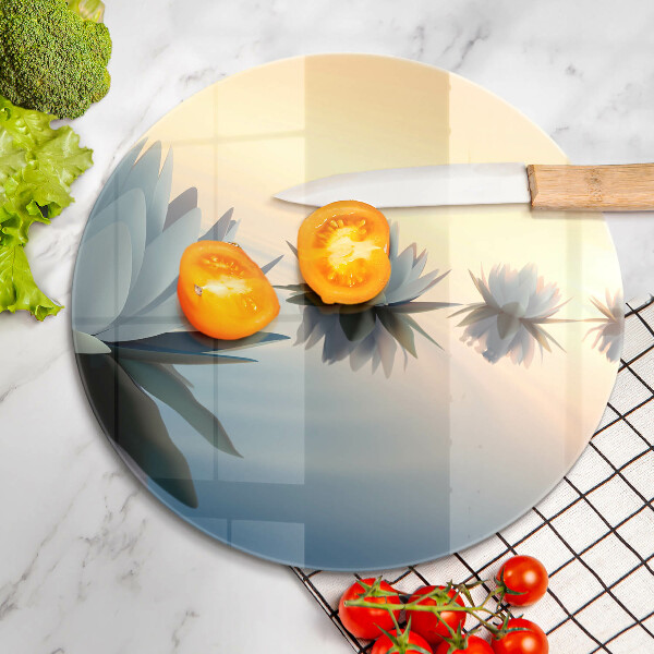 Chopping board glass Lilie flowers on the water