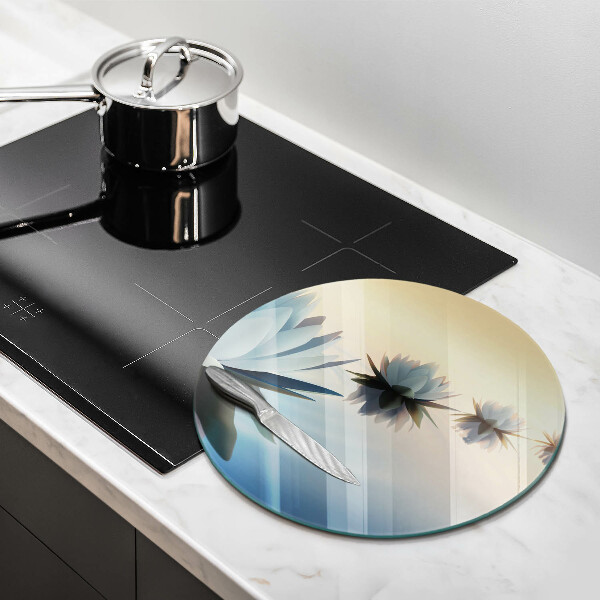 Chopping board glass Lilie flowers on the water