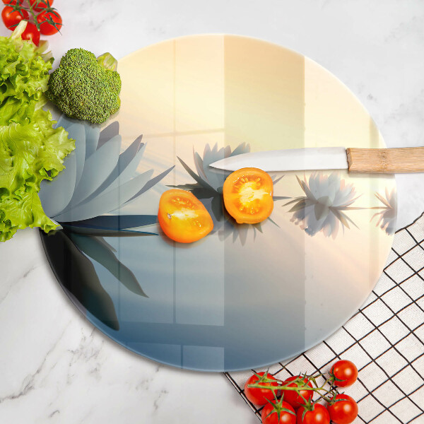 Chopping board glass Lilie flowers on the water