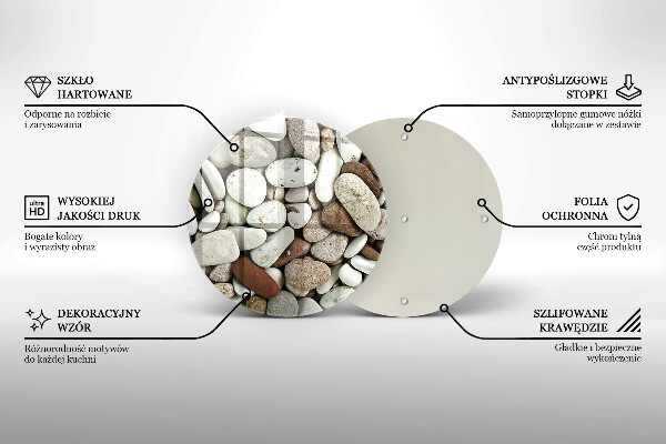 Chopping board glass Background small stones