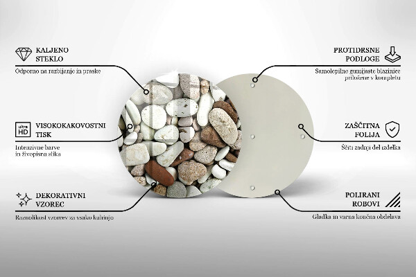 Chopping board glass Background small stones