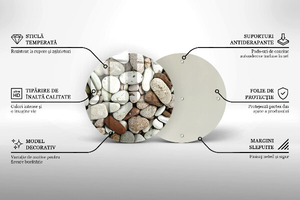 Chopping board glass Background small stones