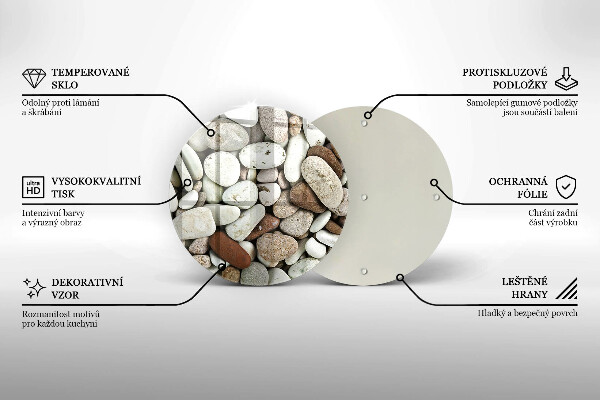 Chopping board glass Background small stones