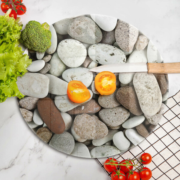 Chopping board glass Background small stones