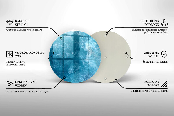 Chopping board glass Blue water