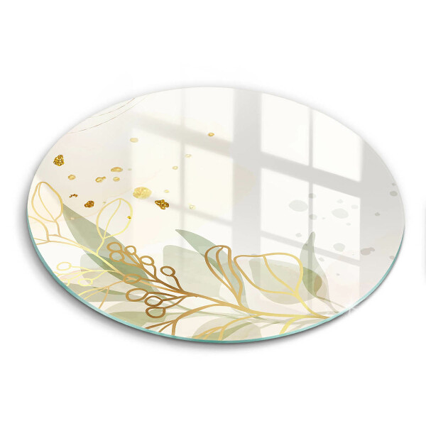 Glass cutting board Watercolor and golden leaves