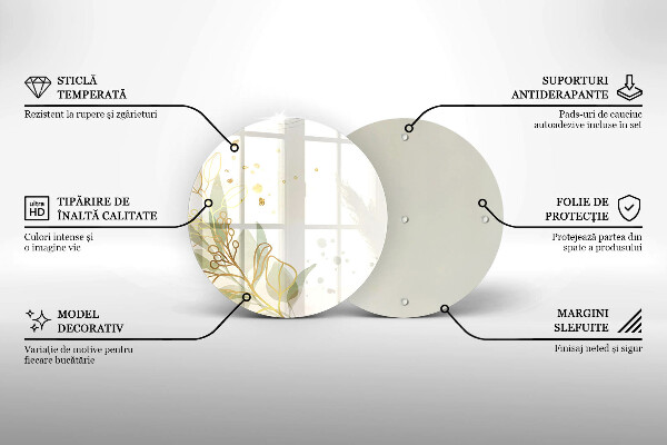 Glass cutting board Watercolor and golden leaves