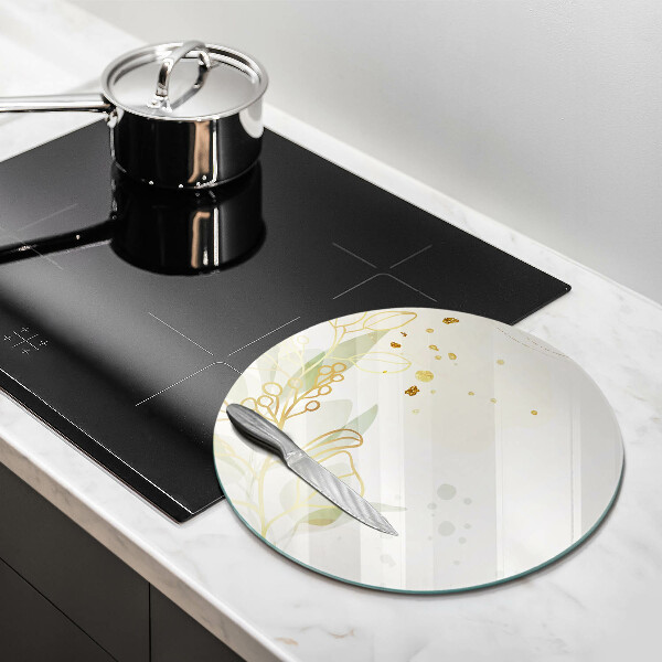 Glass cutting board Watercolor and golden leaves