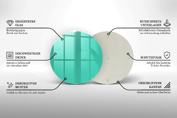 Chopping board glass Green color