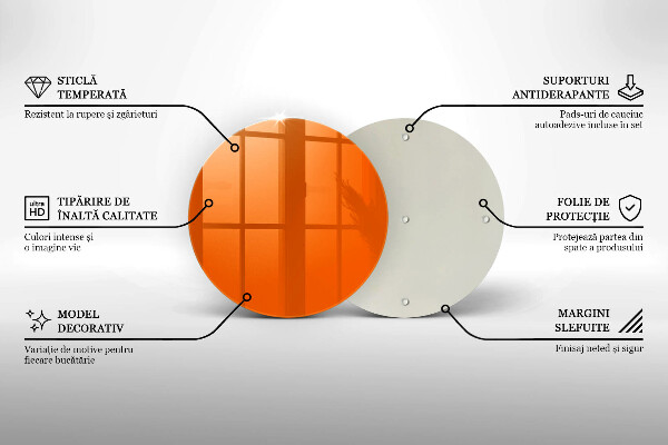 Chopping board glass Orange color