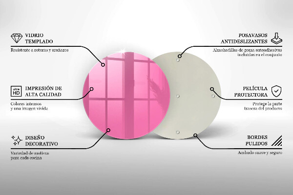 Chopping board glass Pink color