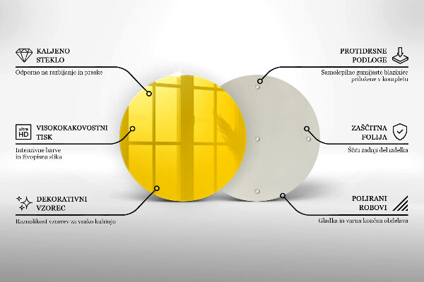 Chopping board glass Yellow
