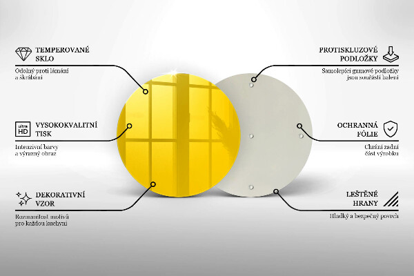 Chopping board glass Yellow