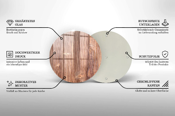 Chopping board glass Natural wood