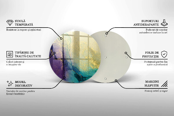 Glass cutting board Background with gold