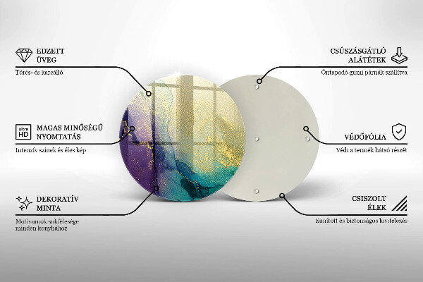 Glass cutting board Background with gold