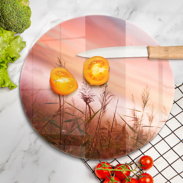 Chopping board glass Landscape of grass fields