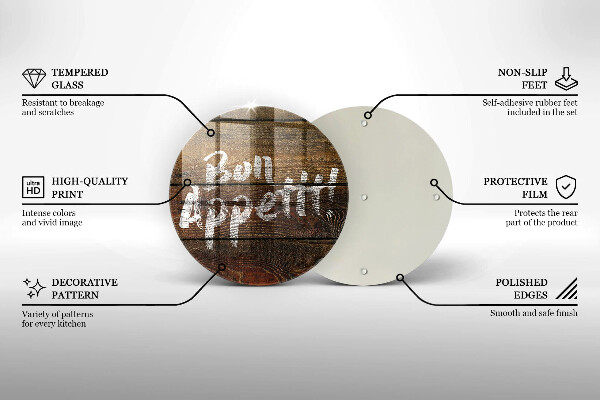 Chopping board glass Boards inscription Bon Appetit