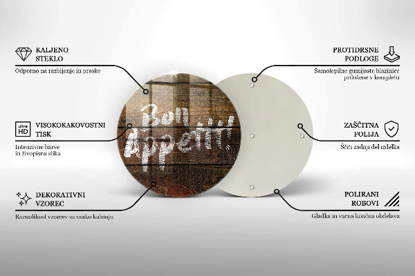 Chopping board glass Boards inscription Bon Appetit