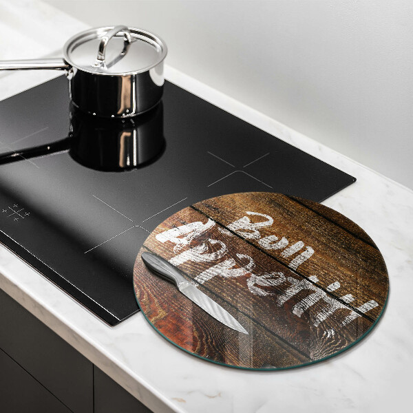 Chopping board glass Boards inscription Bon Appetit