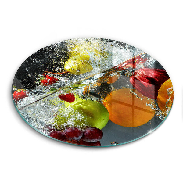 Chopping board glass Juicy fruit in water