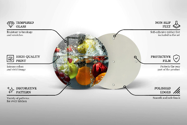 Chopping board glass Juicy fruit in water