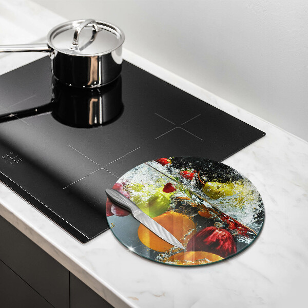 Chopping board glass Juicy fruit in water