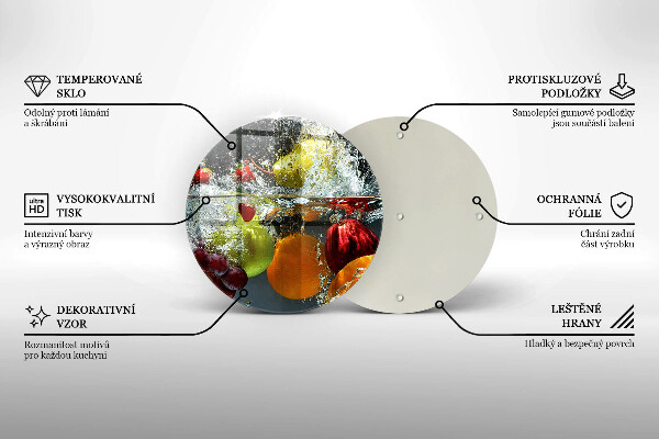 Chopping board glass Juicy fruit in water