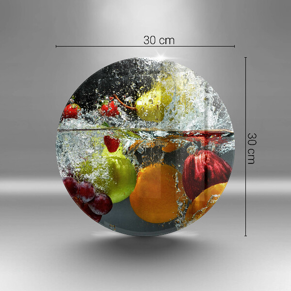 Chopping board glass Juicy fruit in water