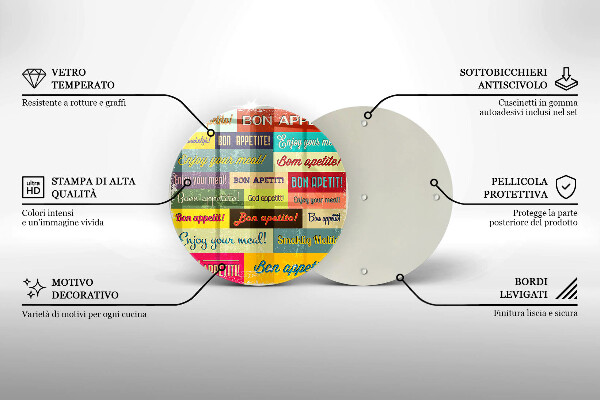 Chopping board glass Enjoy your meal transcriptions