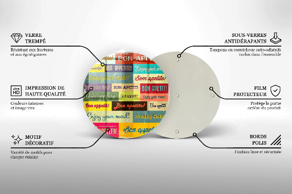 Chopping board glass Enjoy your meal transcriptions