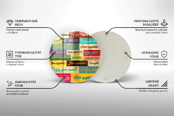 Chopping board glass Enjoy your meal transcriptions