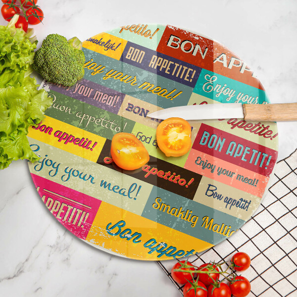 Chopping board glass Enjoy your meal transcriptions