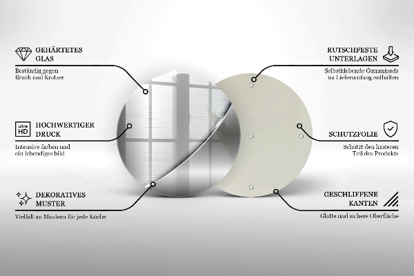 Chopping board glass Metal shapes