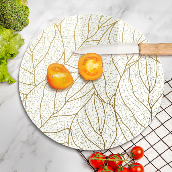 Chopping board glass Line-art leaves pattern