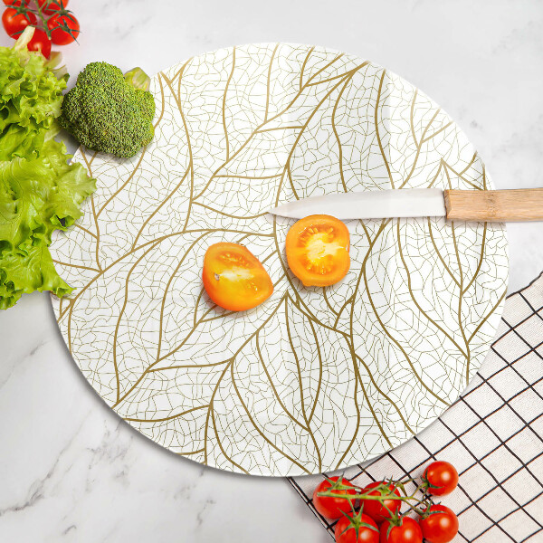 Chopping board glass Line-art leaves pattern