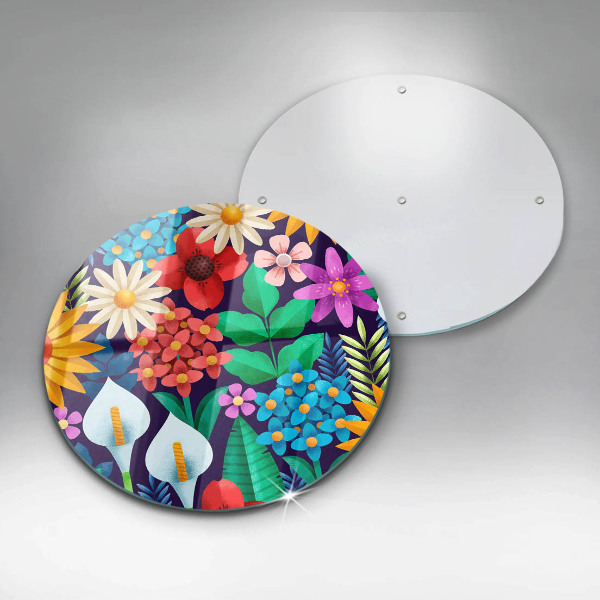 Chopping board glass Illustration meadow flowers