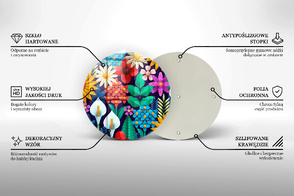 Chopping board glass Illustration meadow flowers