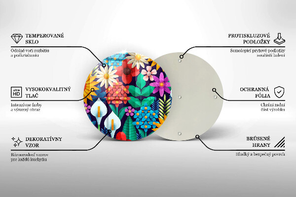 Chopping board glass Illustration meadow flowers