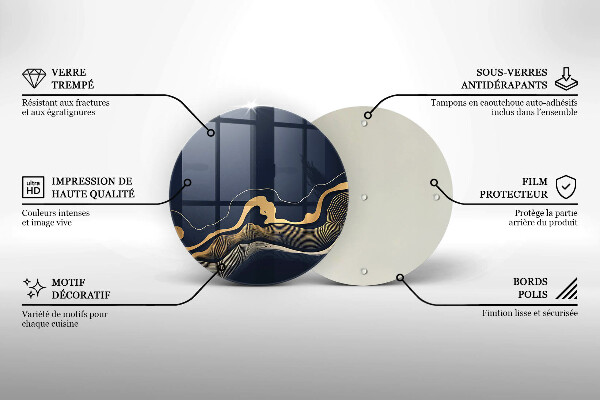 Chopping board glass Abstraction golden lines