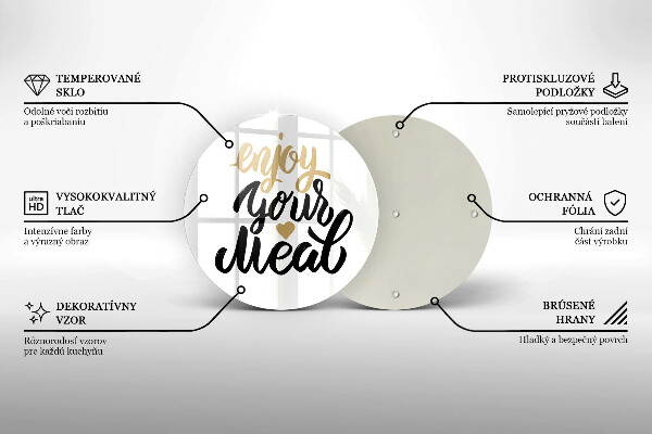 Chopping board glass The inscription Enjoy Your Meal