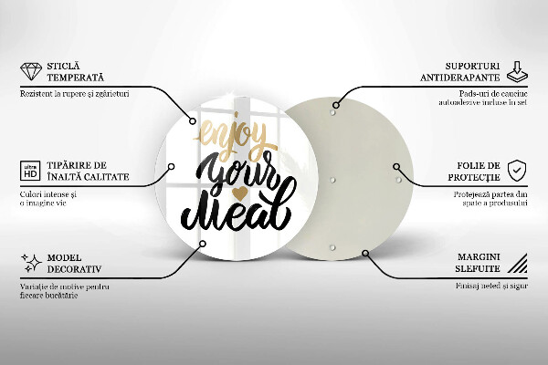 Chopping board glass The inscription Enjoy Your Meal