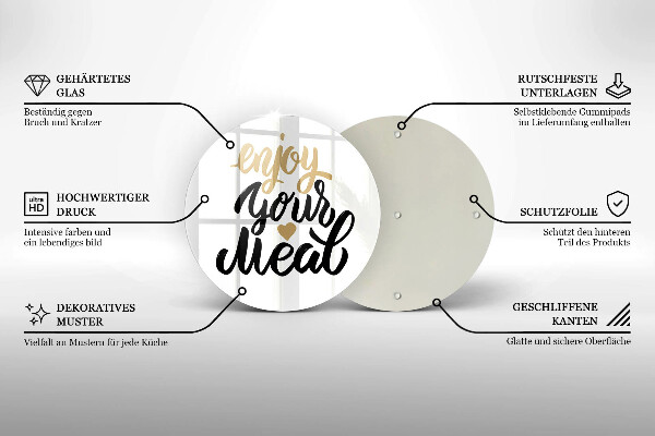 Chopping board glass The inscription Enjoy Your Meal