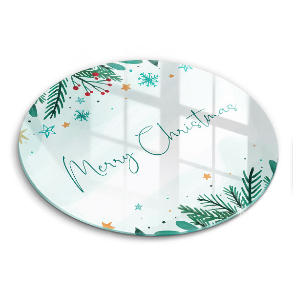 Chopping board glass The inscription Merry Christmas