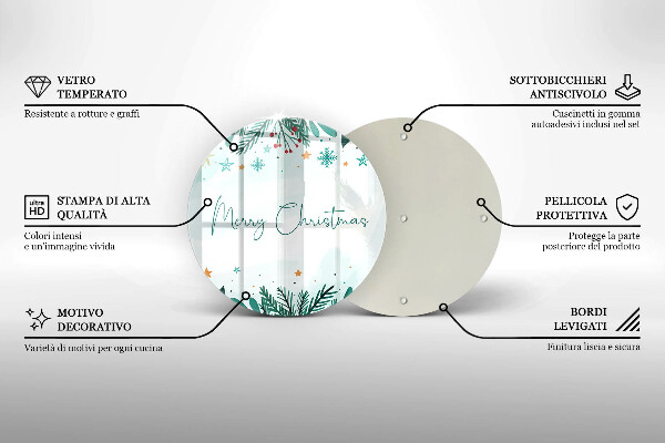 Chopping board glass The inscription Merry Christmas