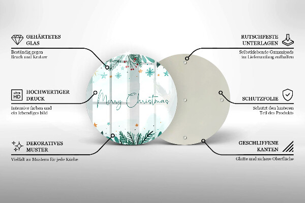 Chopping board glass The inscription Merry Christmas