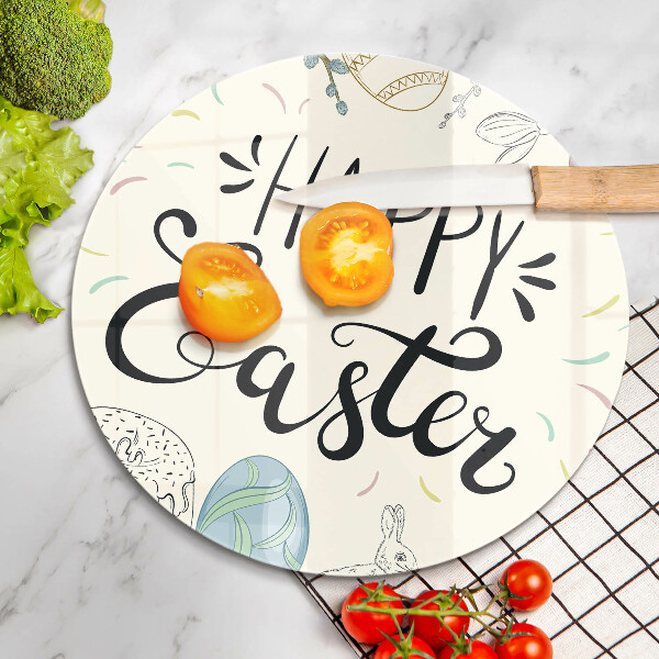 Chopping board glass Happy Easter