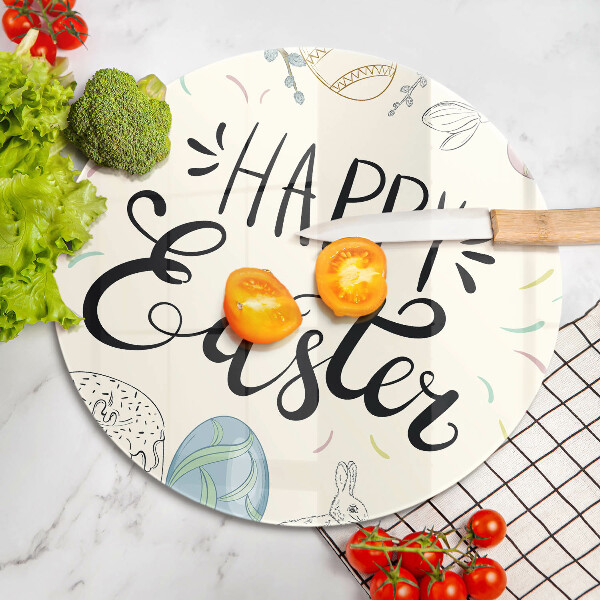 Chopping board glass Happy Easter
